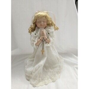 Vintage 1990s "Bedtime Prayer" 14in porcelain doll Blonde hair by Unique